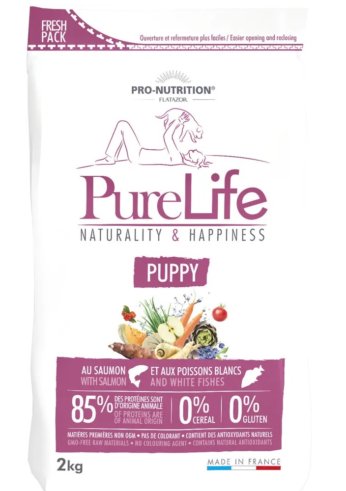 Сухой корм для собак Flatazor Pure Life Puppy, лосось, 2кг