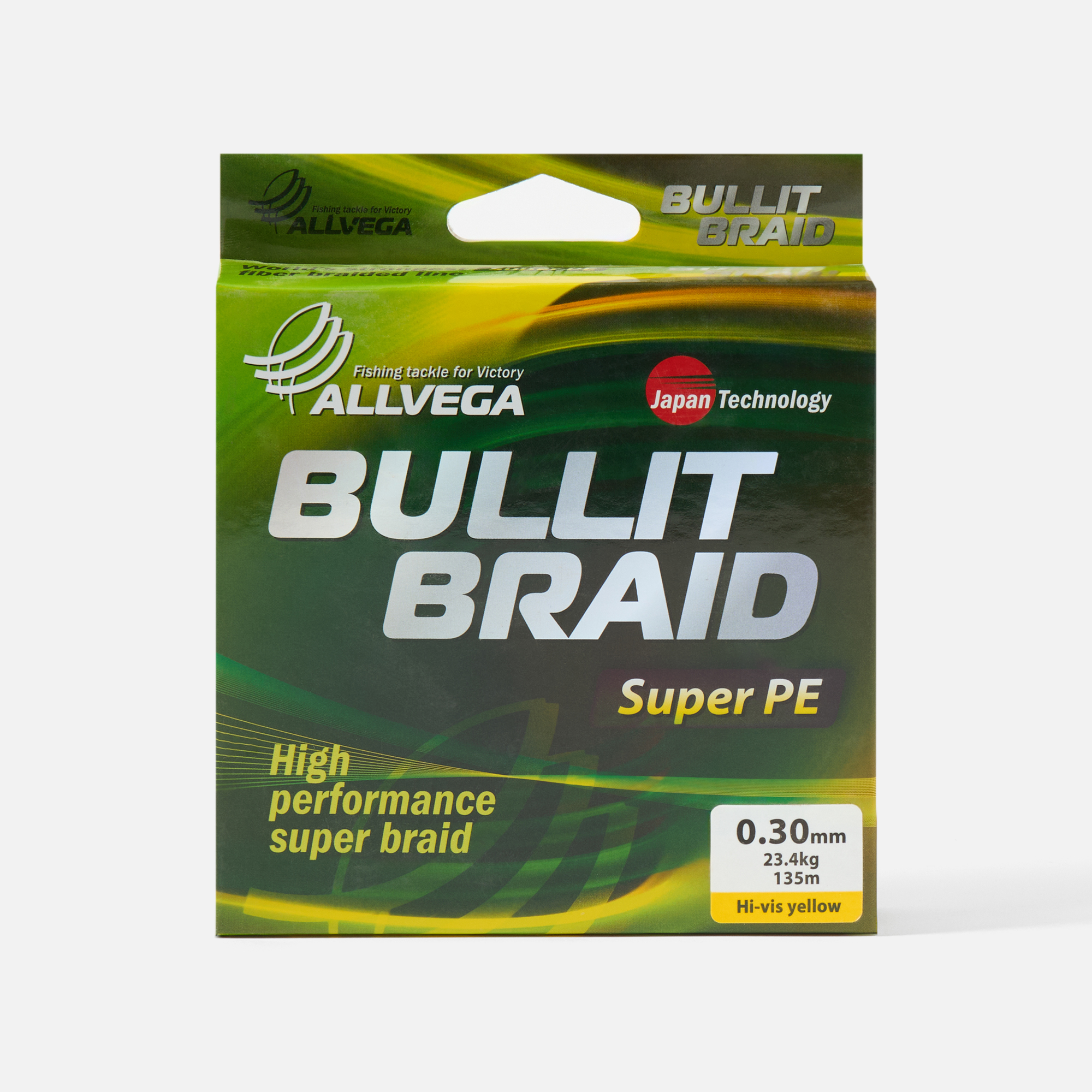 Леска плетеная Allvega Bullit Braid 0,3 мм, 135 м, 23 кг, yellow