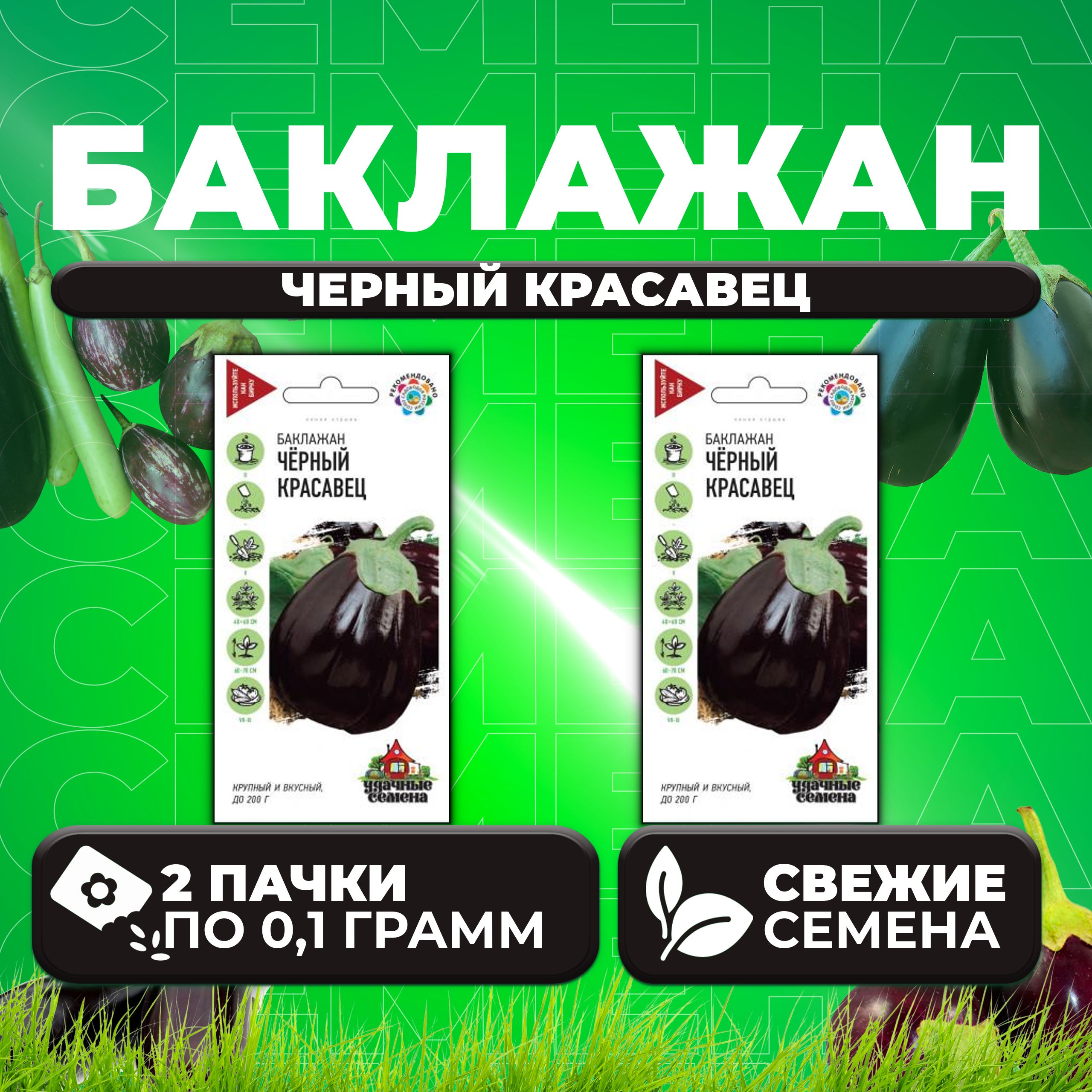 

Семена баклажан Черный красавец Удачные семена 1071858347-2 2 уп.