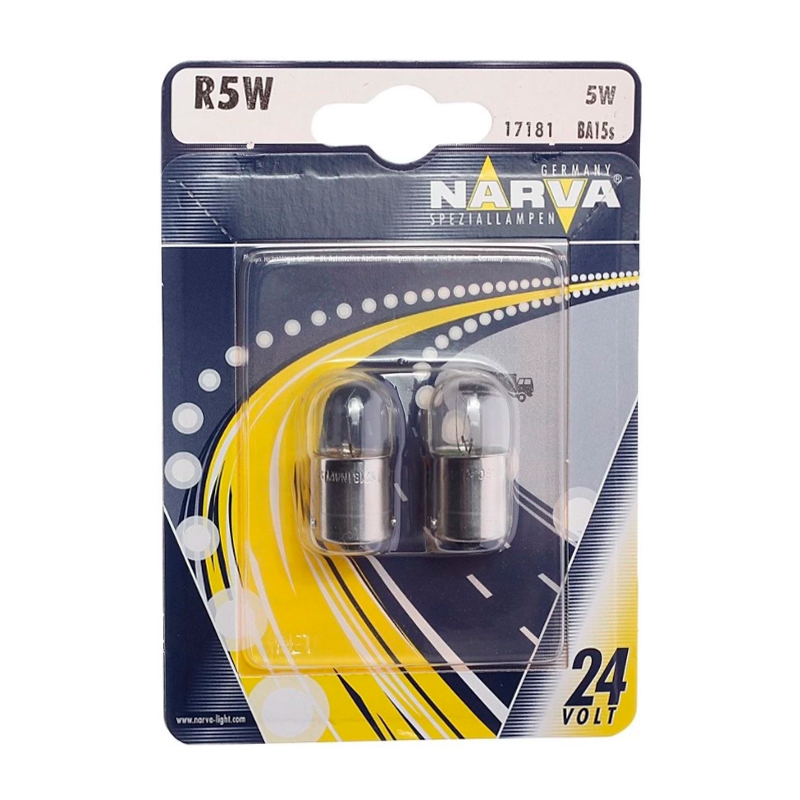 фото Лампа галогенная narva r5w (ba15s) 24v 5w, 17181b2, 2 шт