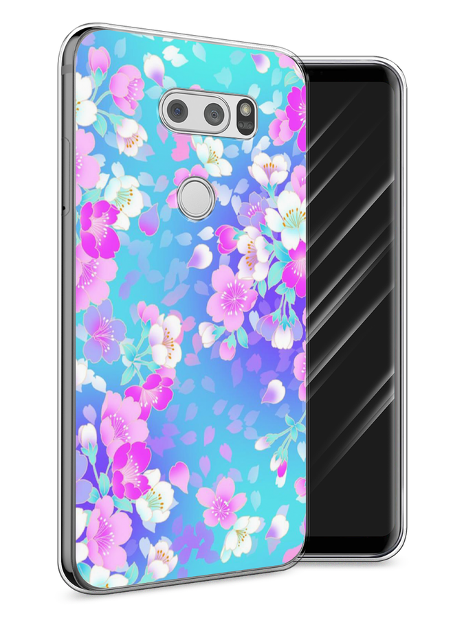 

Чехол Awog на LG V30 "Яблоневые цветы", Голубой;розовый;белый, 83050-8
