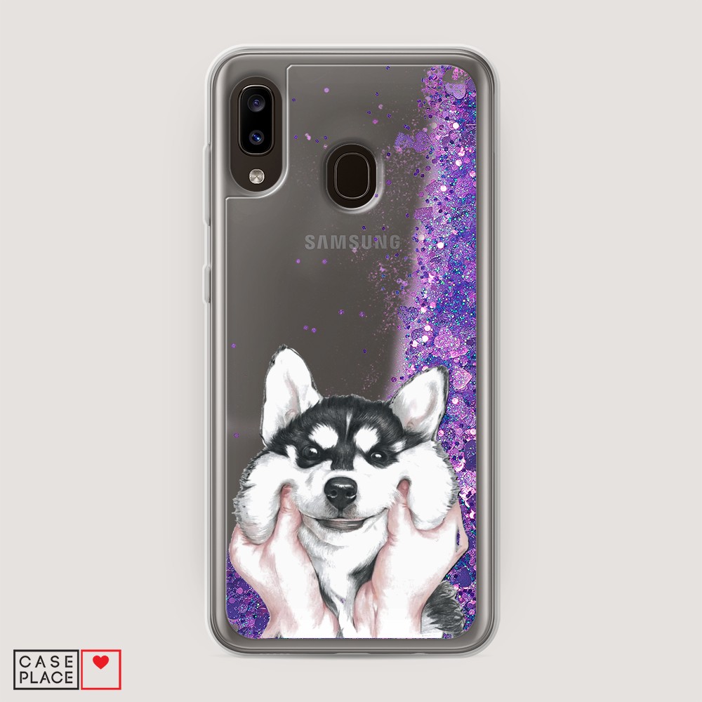 

Жидкий чехол с блестками "Щечки хаски" на Samsung Galaxy A30, 27592-1