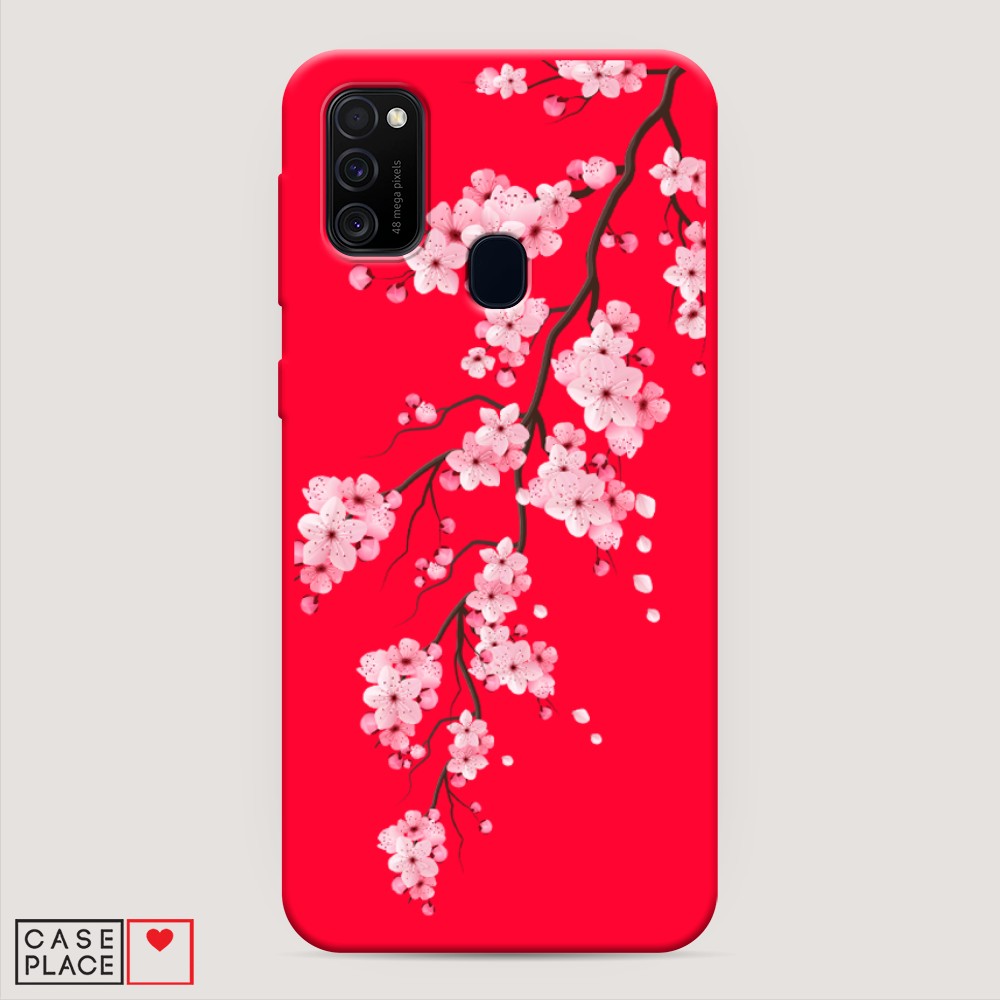 фото Матовый силиконовый чехол "розовая сакура" на samsung galaxy m21 awog