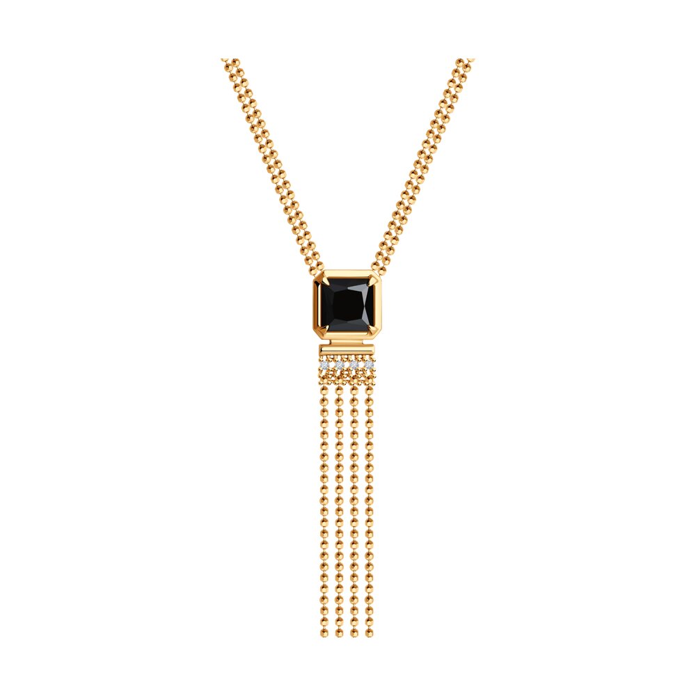 

Колье-галстук из серебра 40 см Diamant 93-370-02083-1, фианит/оникс, 93-370-02083-1