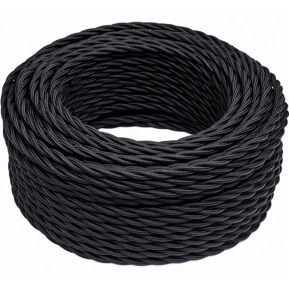 фото Ретро кабель витой bironi 2х2.5, 50 метров. черный матовый