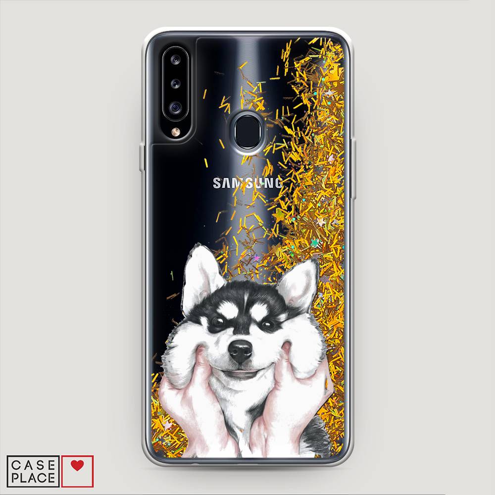 

Жидкий чехол с блестками "Щечки хаски" на Samsung Galaxy A20s, 2100890-1