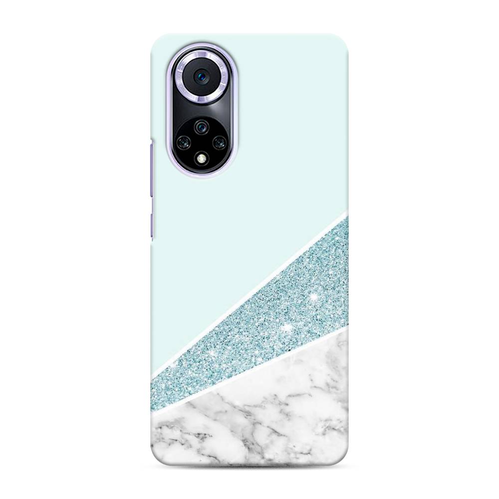 фото Чехол awog "мрамор с голубыми блестками" для huawei nova 9