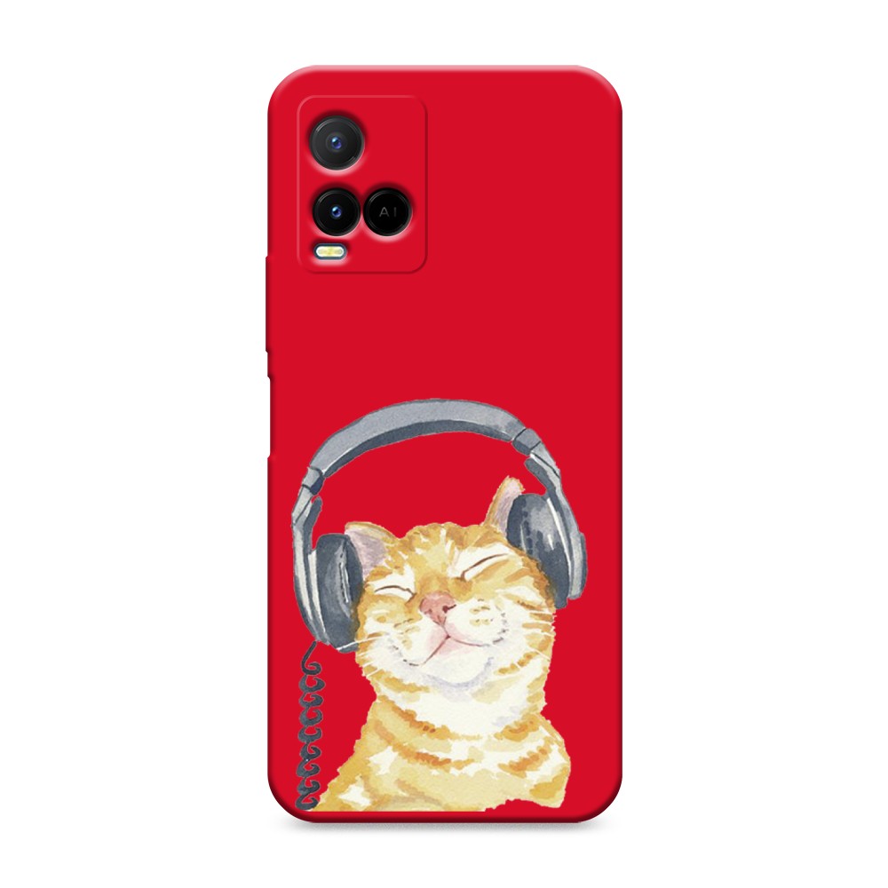 

Матовый силиконовый чехол "Кот меломан" на Vivo Y21, Кот меломан