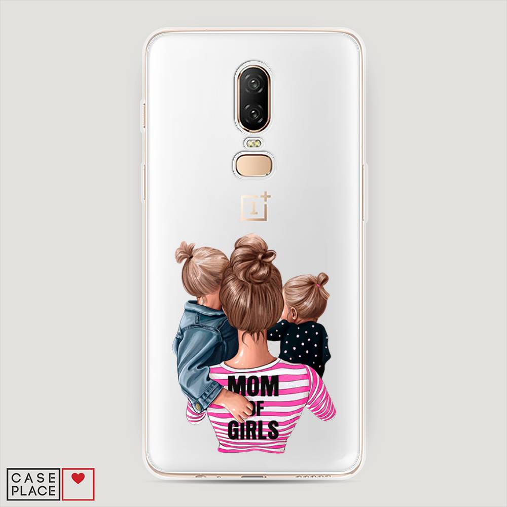 

Чехол Awog на OnePlus 6 / ВанПлас 6 "Mom of Girls", Синий;розовый;черный, 150550-6