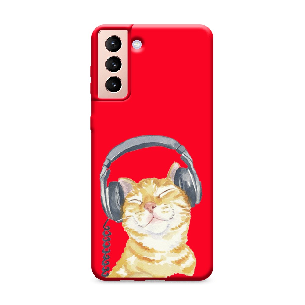 

Матовый силиконовый чехол "Кот меломан" на Samsung Galaxy S21 +, Кот меломан