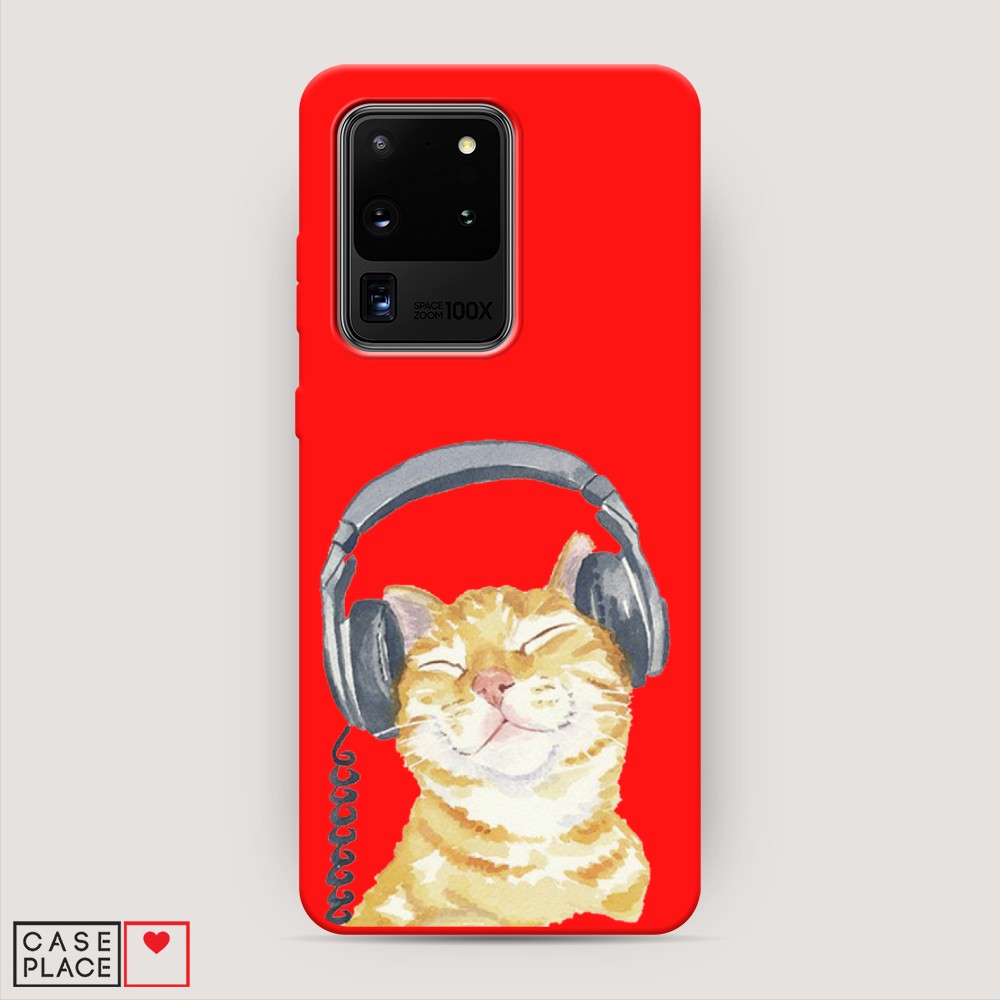 

Матовый силиконовый чехол "Кот меломан" на Samsung Galaxy S20 Ultra, Кот меломан