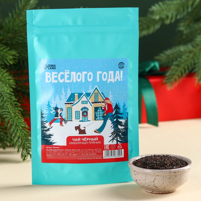 

Чай черный в дой-паке «Веселого года», вкус: имбирный пряник, 50 г.