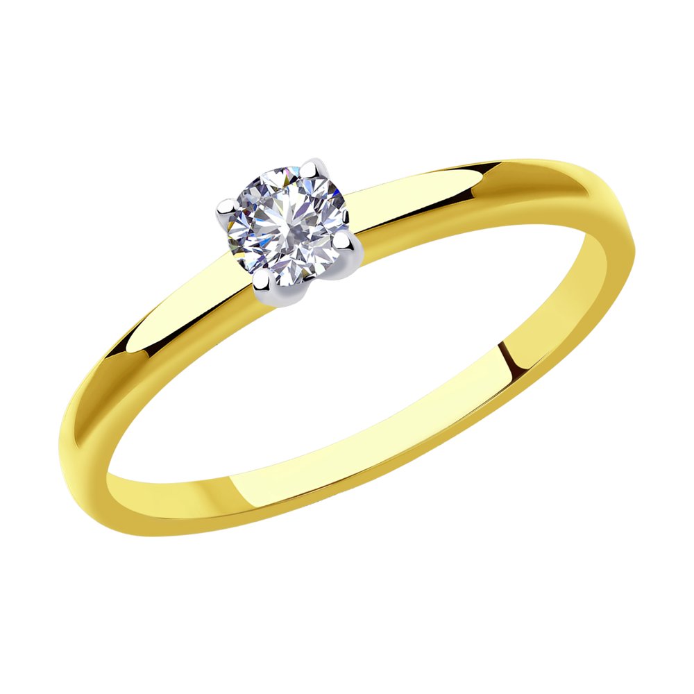 Кольцо помолвочное из желтого золота с бриллиантом р. 18,5 SOKOLOV Diamonds 1011911-2