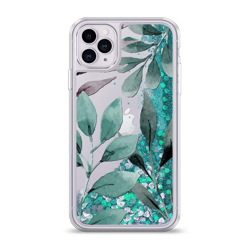 

Жидкий чехол с блестками "Листы цветов" на Apple iPhone 11 Pro, 12395-1