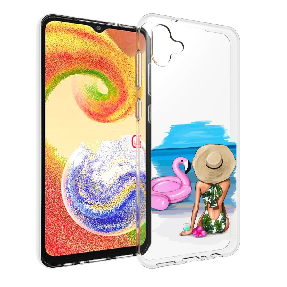 

Чехол MyPads Девушка-и-фламинго женский для Samsung Galaxy A04, Прозрачный, Tocco