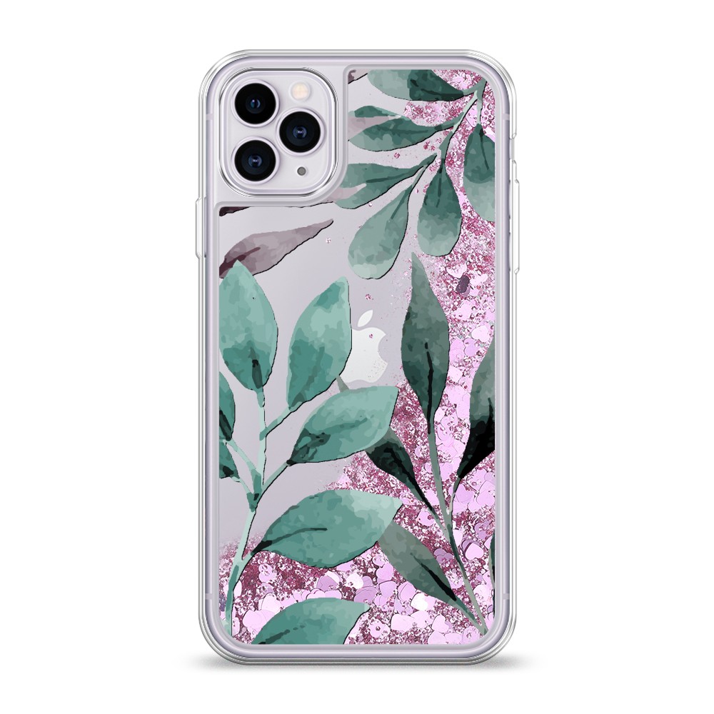 

Жидкий чехол с блестками "Листы цветов" на Apple iPhone 11 Pro, 12394-1