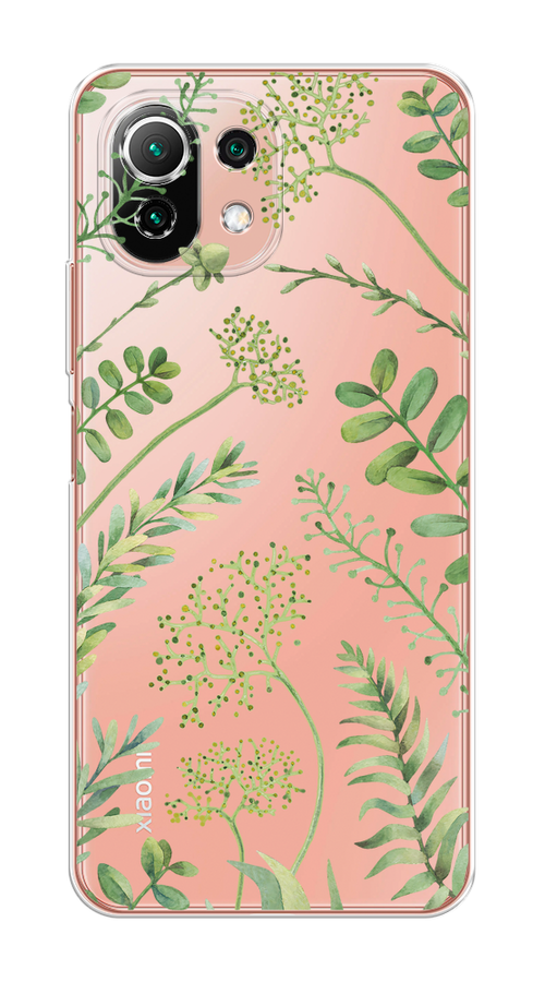 

Чехол на Xiaomi Mi 11 Lite/5G NE "Green Leaves", Зеленый;прозрачный, 310250-1