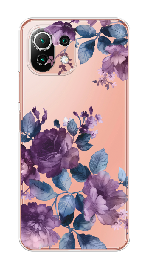 

Чехол на Xiaomi Mi 11 Lite/5G NE "Purple Blossoms", Синий;фиолетовый, 310250-1