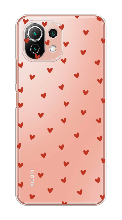 

Чехол на Xiaomi Mi 11 Lite/5G NE "Red hearts", Красный;прозрачный, 310250-1