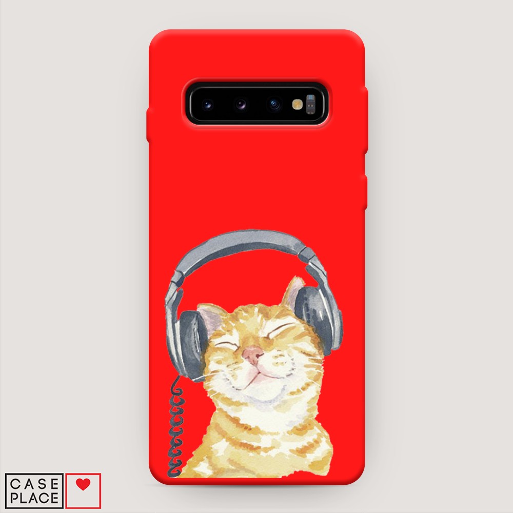 

Матовый силиконовый чехол "Кот меломан" на Samsung Galaxy S10 +, Кот меломан