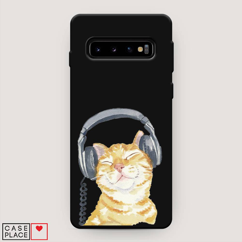 

Матовый силиконовый чехол "Кот меломан" на Samsung Galaxy S10 +, Кот меломан