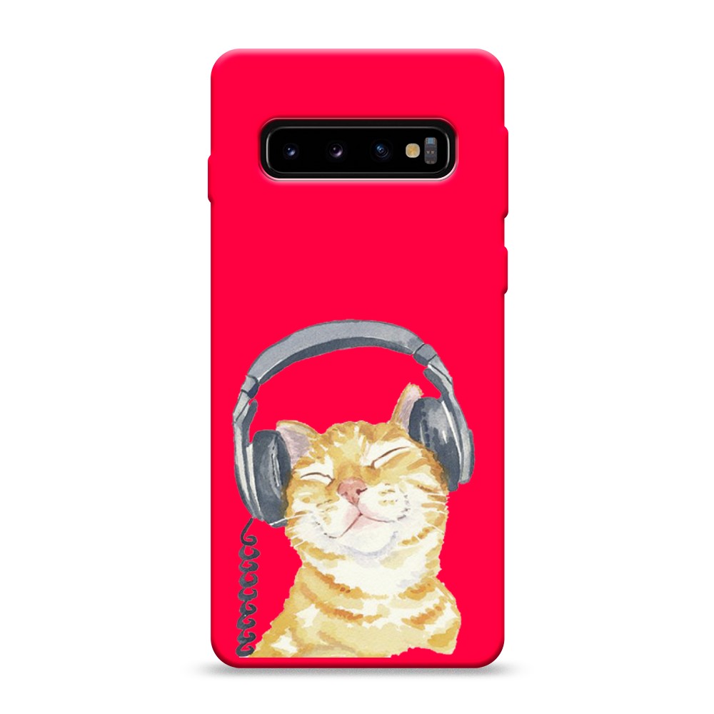

Матовый силиконовый чехол "Кот меломан" на Samsung Galaxy S10, Кот меломан