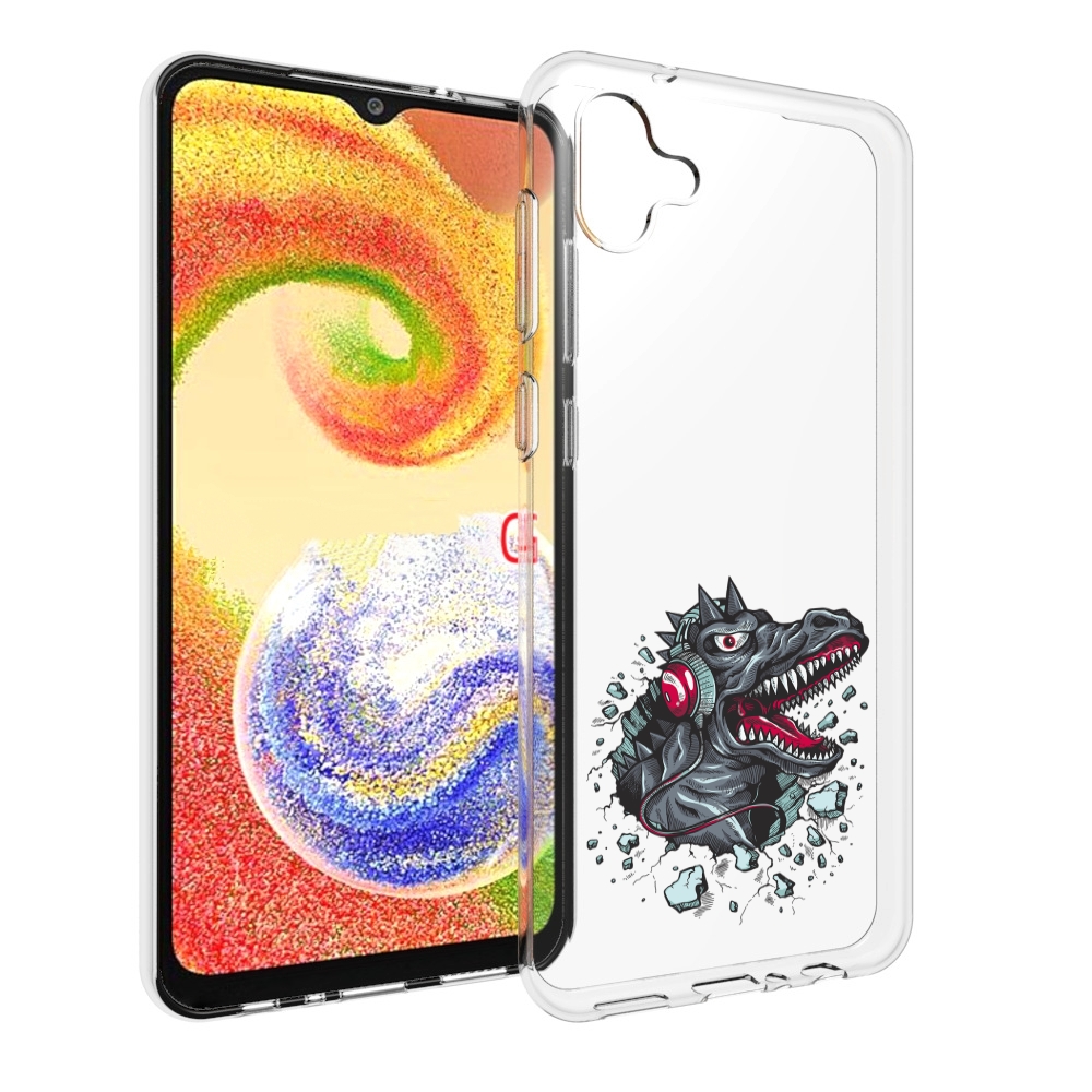 

Чехол MyPads Нарисованный динозавр в наушниках для Samsung Galaxy A04, Прозрачный, Tocco