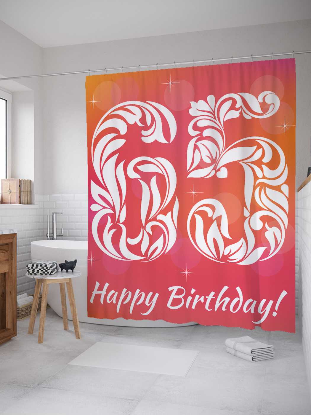 

Штора (занавеска) для ванной JoyArty "Юбилейный узор" из сатена, 180х200 см с крючками, Голубой