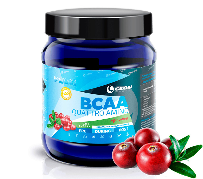 фото Bcaa quattro amino geon, 350 г, клюква