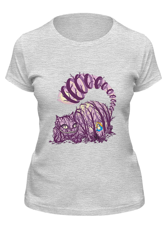 

Футболка женская Printio Чеширский кот серая L, Серый, Чеширский кот