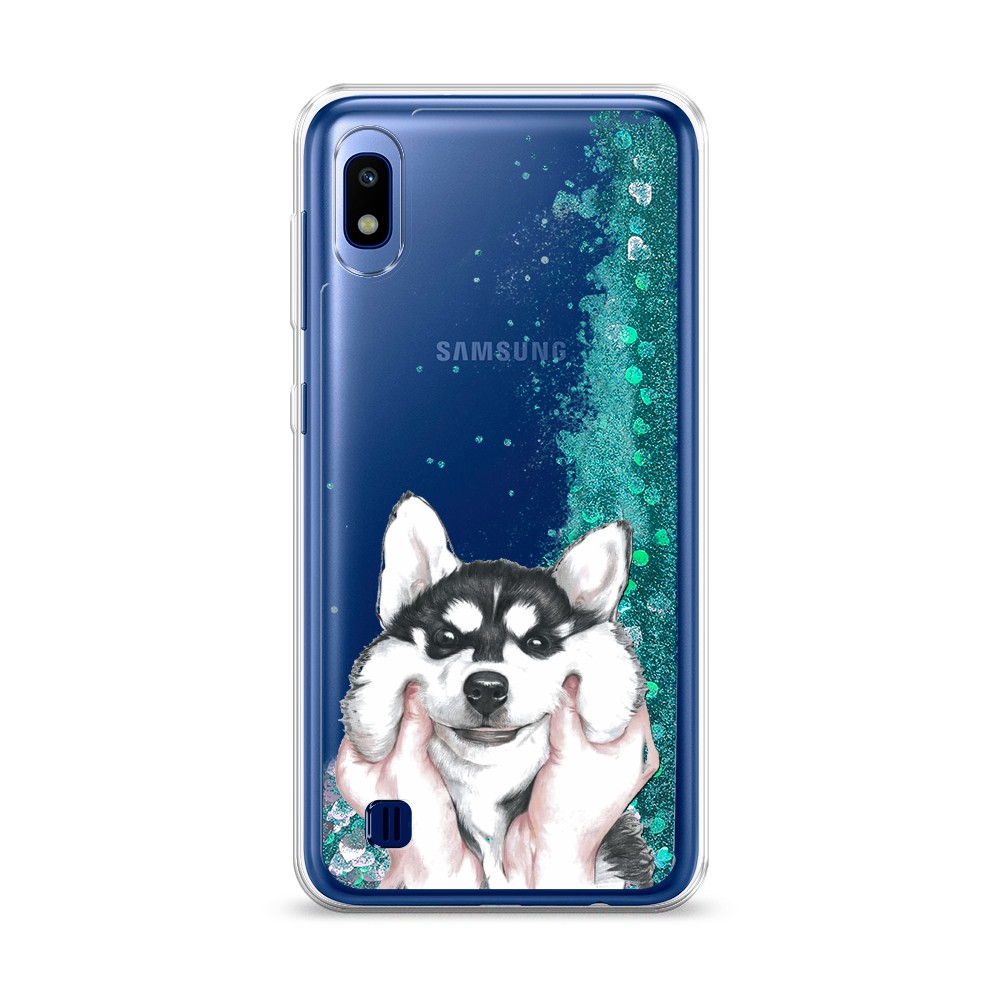 

Жидкий чехол с блестками "Щечки хаски" на Samsung Galaxy A10