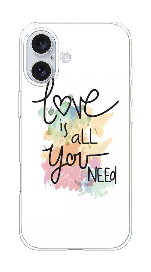 

Чехол на Apple iPhone 16 Plus "Love is all you need", Белый;черный;зеленый, 16150-1