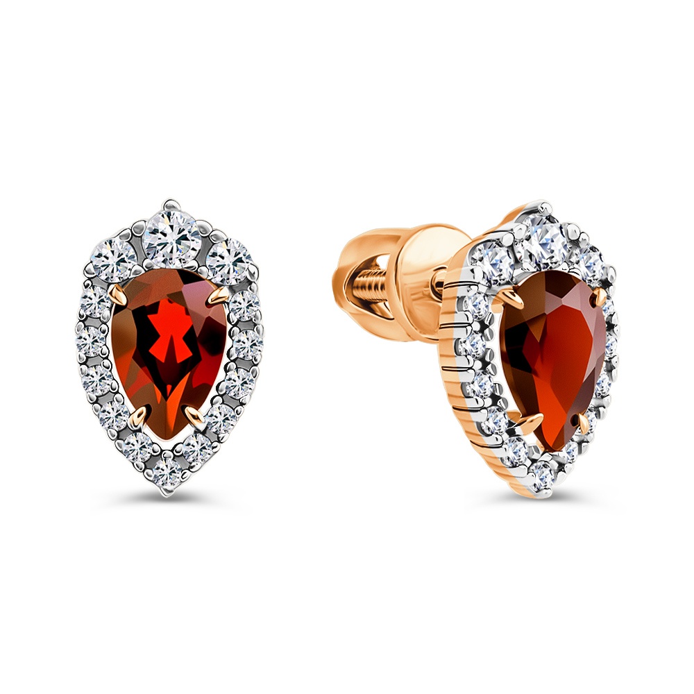 

Серьги из золота 585Gold 202010593, гранат/фианит, 202010593