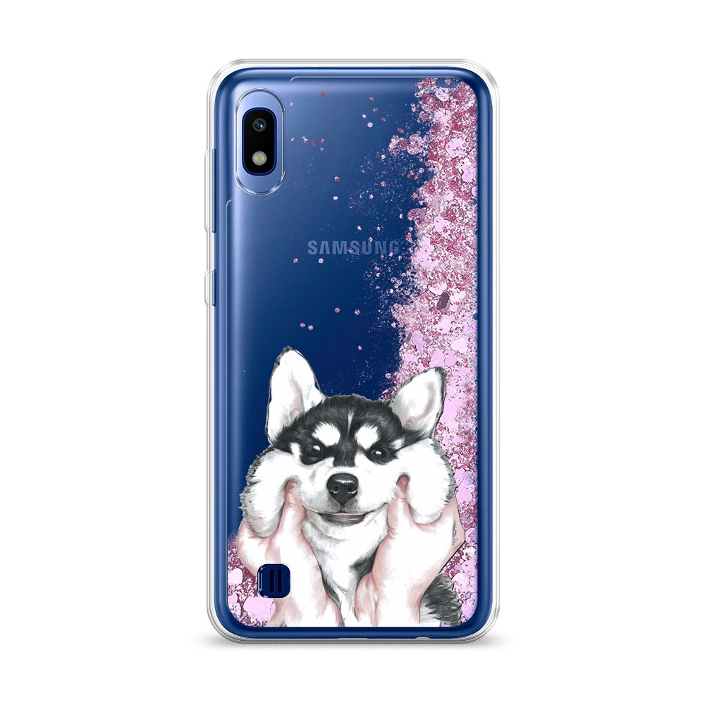 

Жидкий чехол с блестками "Щечки хаски" на Samsung Galaxy A10, 27994-1