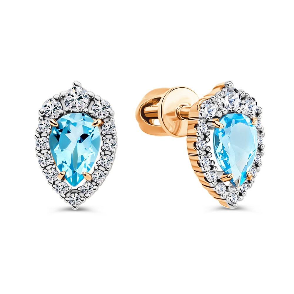 

Серьги из золота 585Gold 202010592, топаз/фианит, 202010592