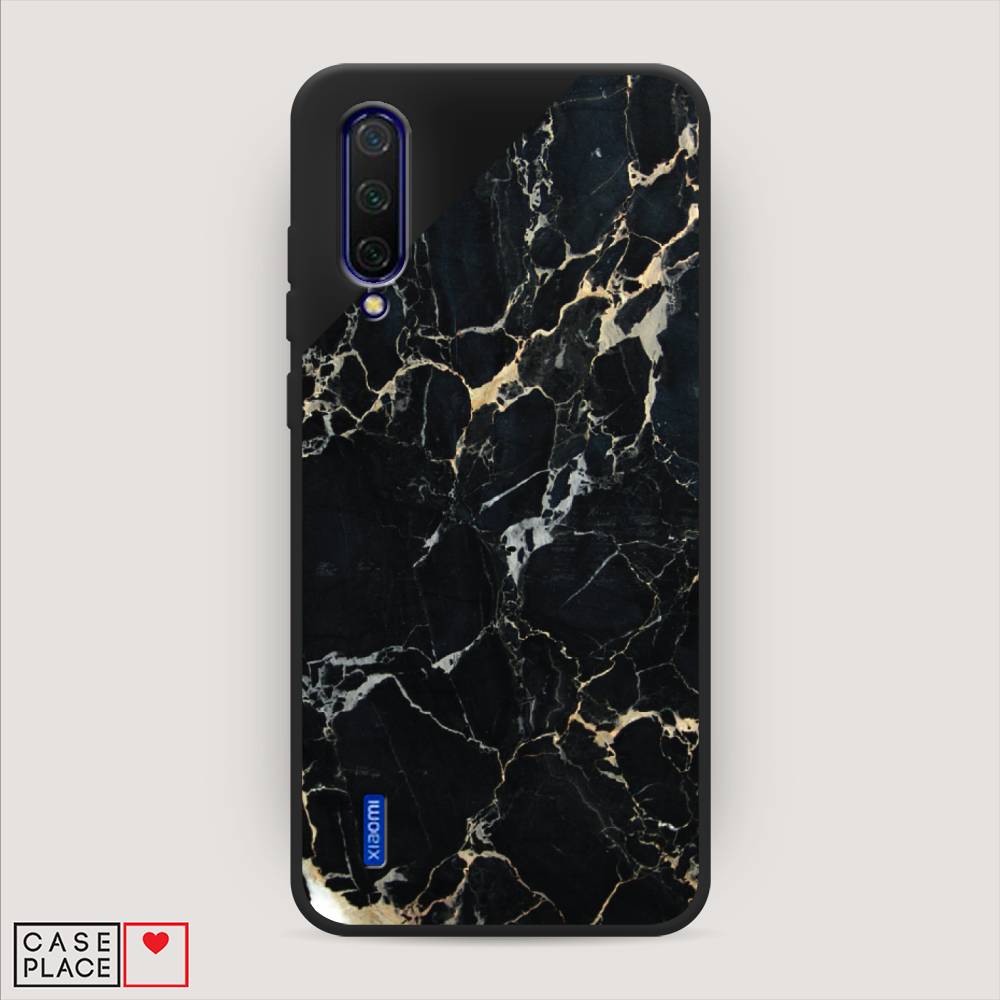 фото Матовый силиконовый чехол "черный мрамор уголок" на xiaomi mi a3 lite awog