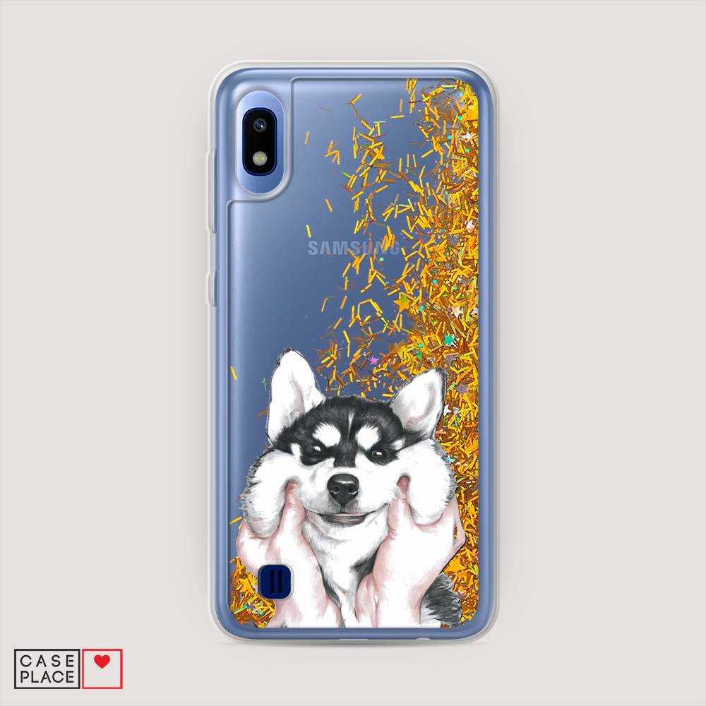 

Жидкий чехол с блестками "Щечки хаски" на Samsung Galaxy A10, 27990-1