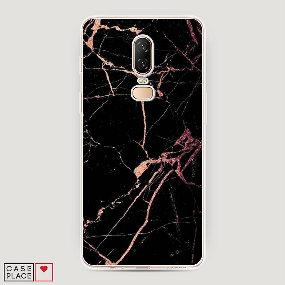 

Чехол Awog на OnePlus 6 / ВанПлас 6 "Мрамор розовое золото", Черный;розовый, 150550-3