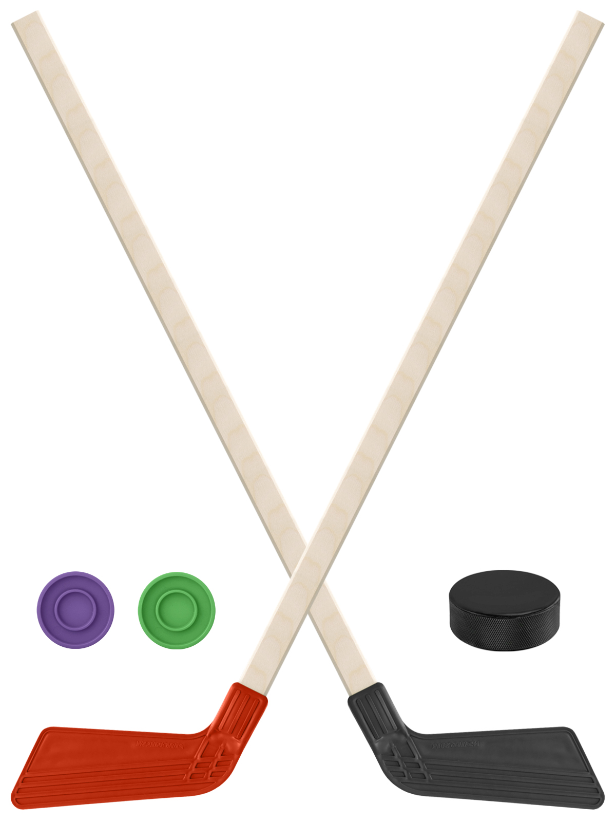 Детский хоккейный набор Задира-плюс  Клюшка хоккейная 2шт(красн,чёрн)+2 шайбы+Шайба 75 мм нордпласт набор хоккейный клуб 2 клюшки 2 шайбы 1020 1