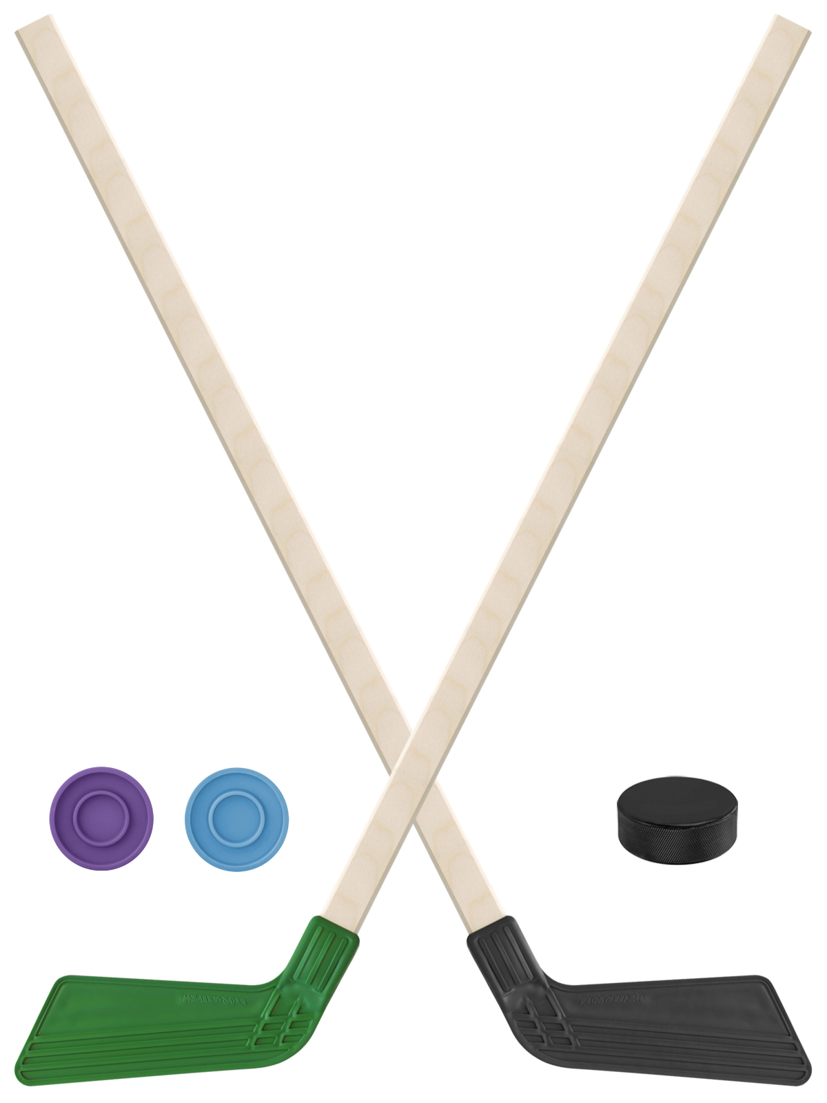 Детский хоккейный набор Задира-плюс Клюшка хоккейная 80см 2шт(зел,чёрн)+2шайбы+Шайба 60 мм детский хоккейный набор задира плюс клюшка хоккейная 2шт син чёрн 2шайбы шайба 75 мм