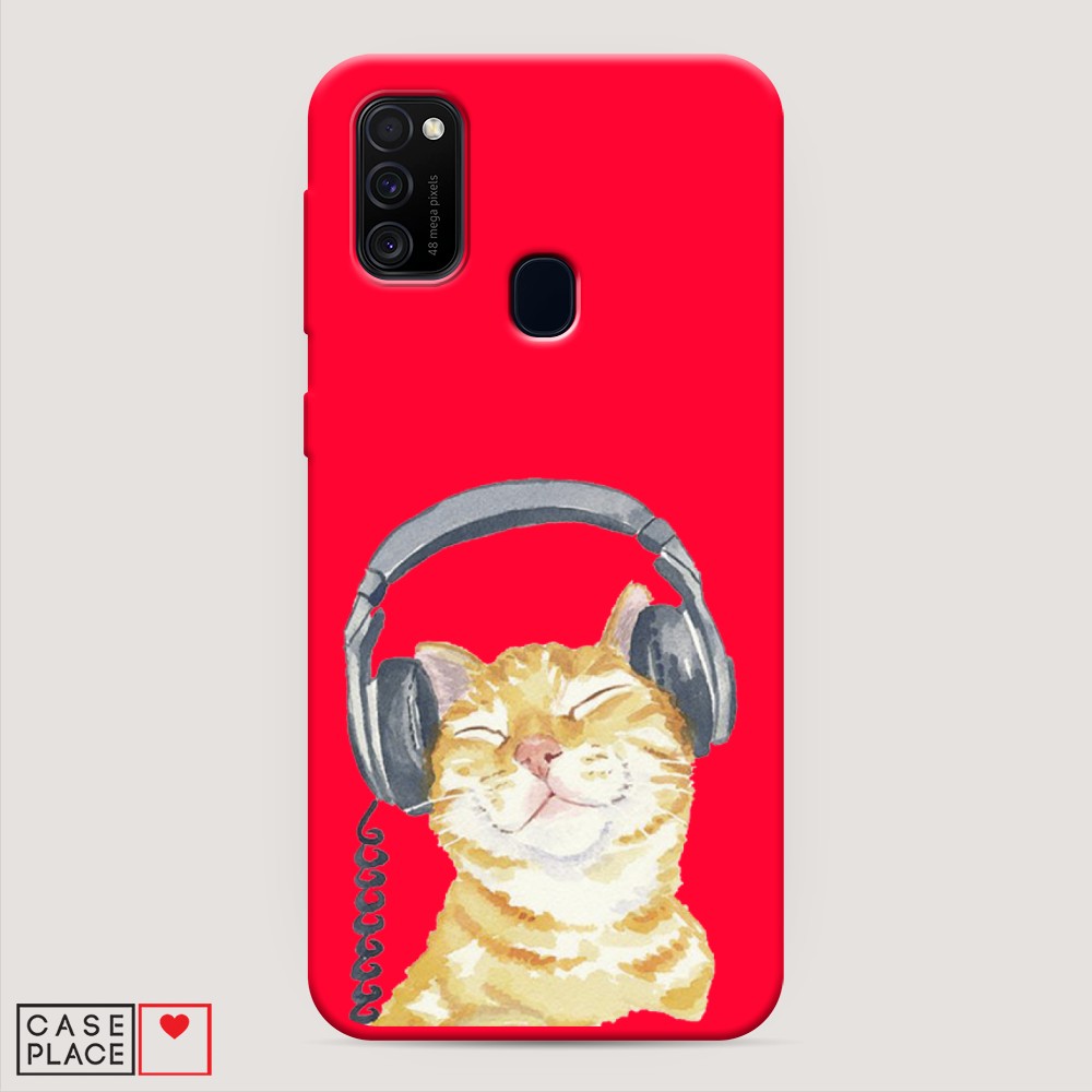 

Матовый силиконовый чехол "Кот меломан" на Samsung Galaxy M21, Кот меломан