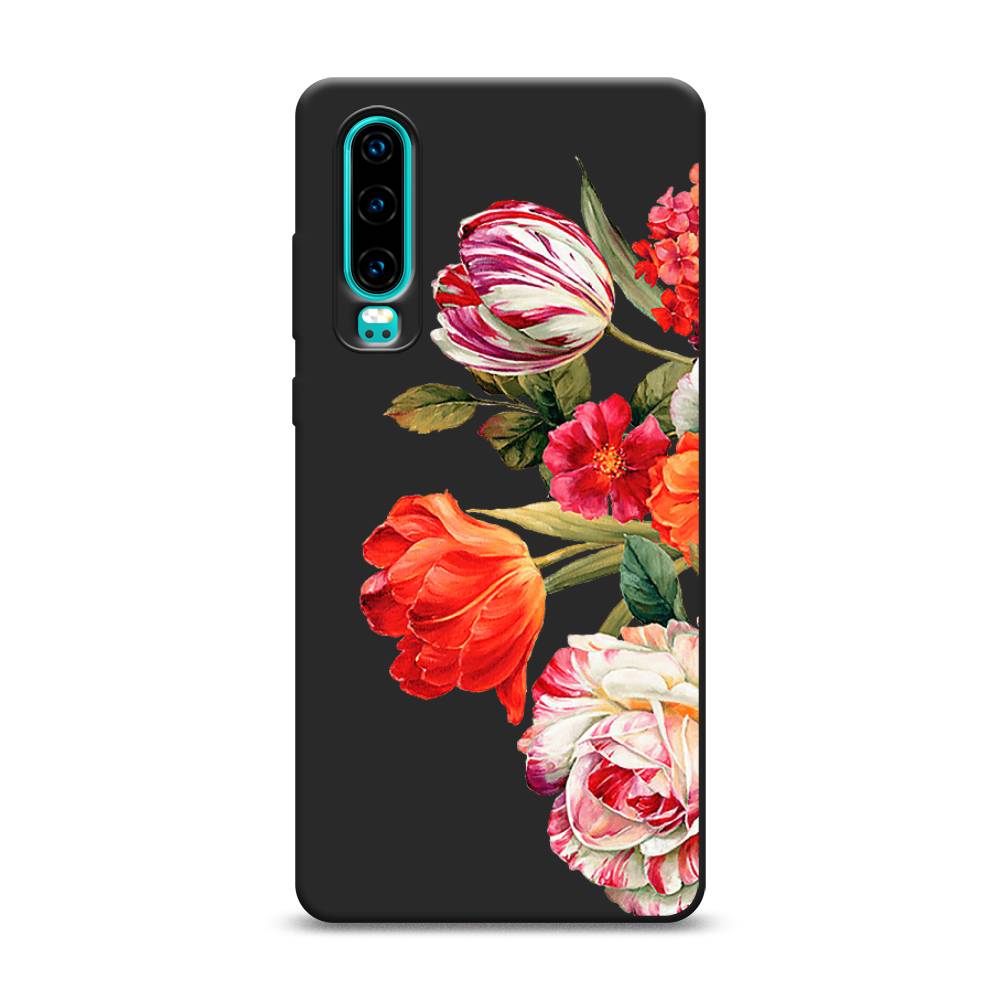 фото Матовый силиконовый чехол "весенний букет" на huawei p30 awog