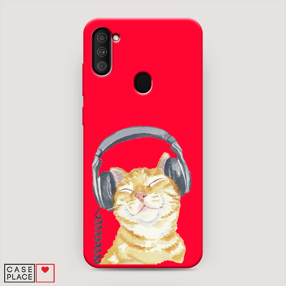 

Матовый силиконовый чехол "Кот меломан" на Samsung Galaxy M11, Кот меломан