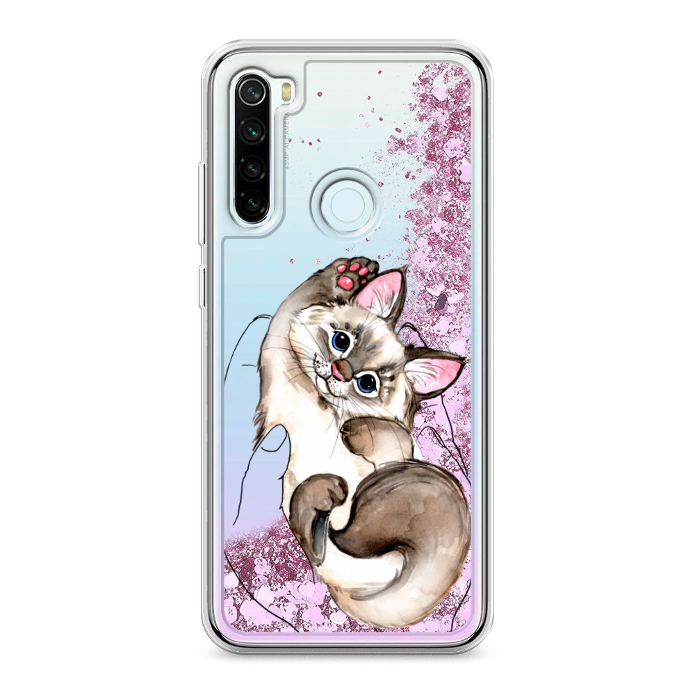 

Жидкий чехол с блестками "Котенок в ладошках" на Xiaomi Redmi Note 8T
