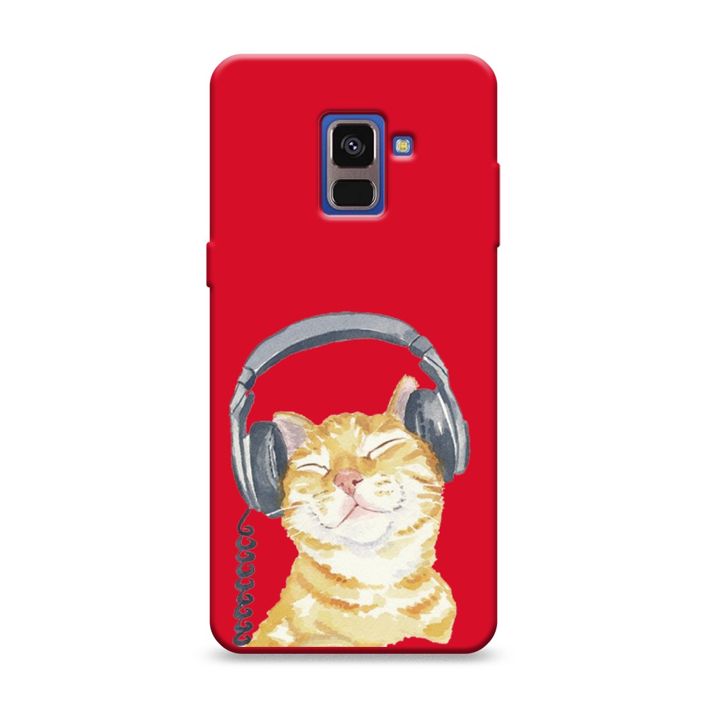 

Матовый силиконовый чехол "Кот меломан" на Samsung Galaxy A8 2018, Кот меломан