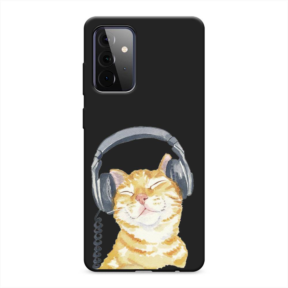 

Матовый силиконовый чехол "Кот меломан" на Samsung Galaxy A72, Кот меломан