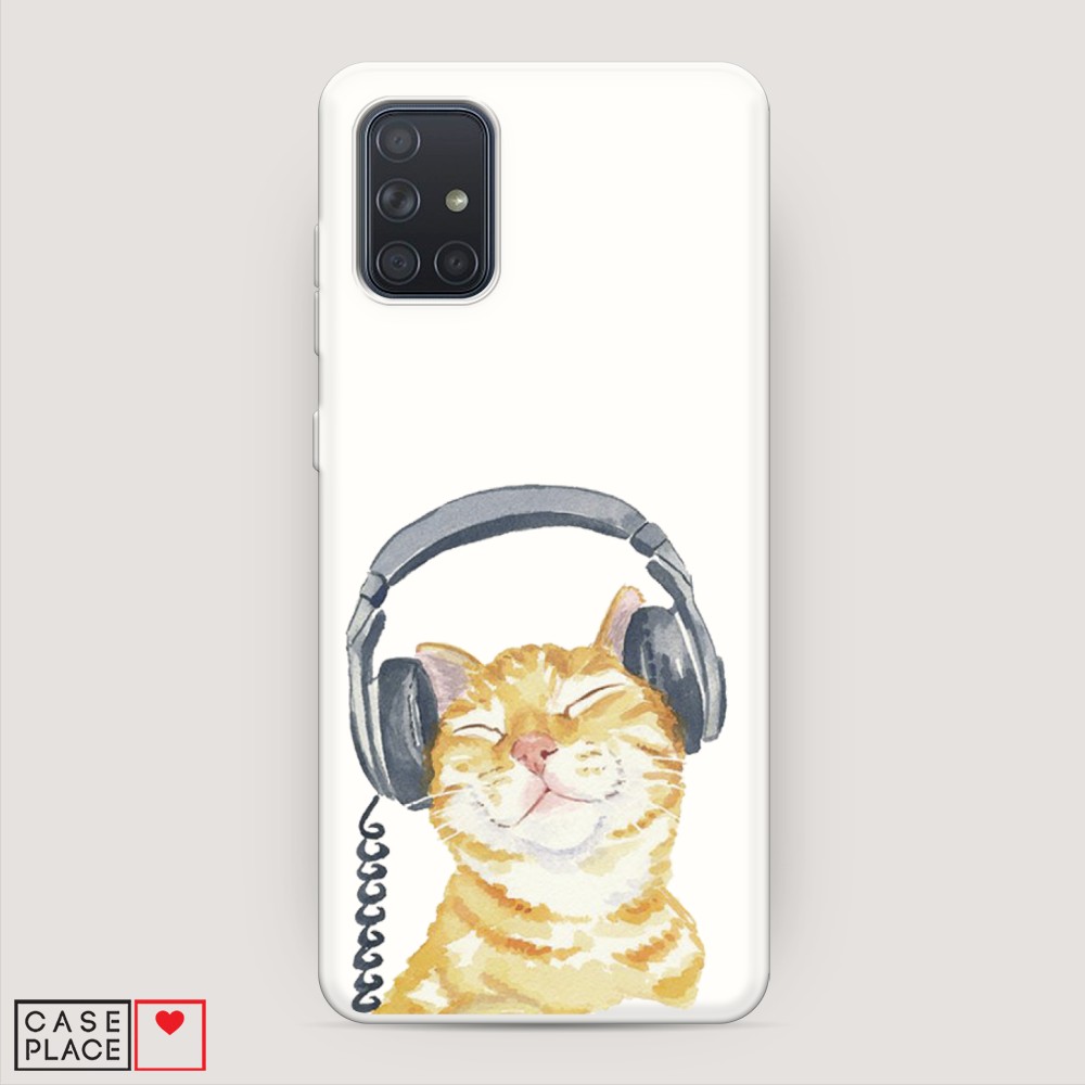 

Матовый силиконовый чехол "Кот меломан" на Samsung Galaxy A71, Кот меломан