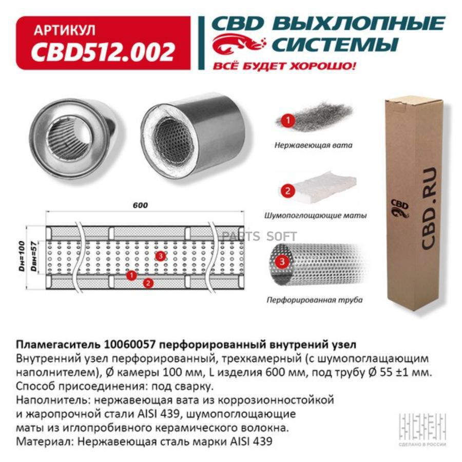 

CBD Пламегаситель 10060057 перфорированный внутр. узел, из Нерж.стали. CBD512.002ВЕС