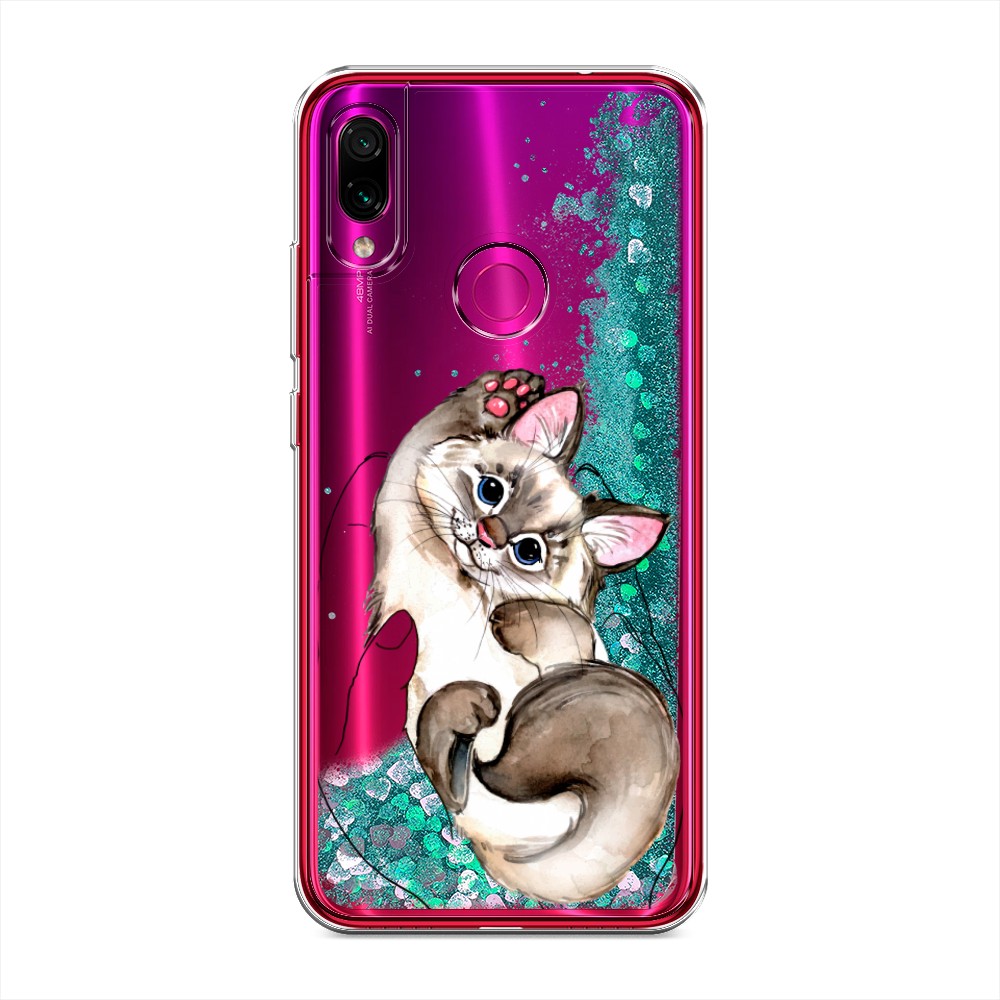 

Жидкий чехол с блестками "Котенок в ладошках" на Xiaomi Redmi Note 7, 34795-1