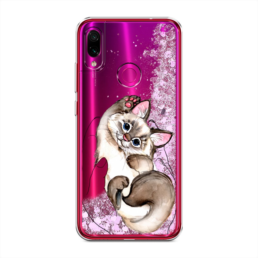 

Жидкий чехол с блестками "Котенок в ладошках" на Xiaomi Redmi Note 7